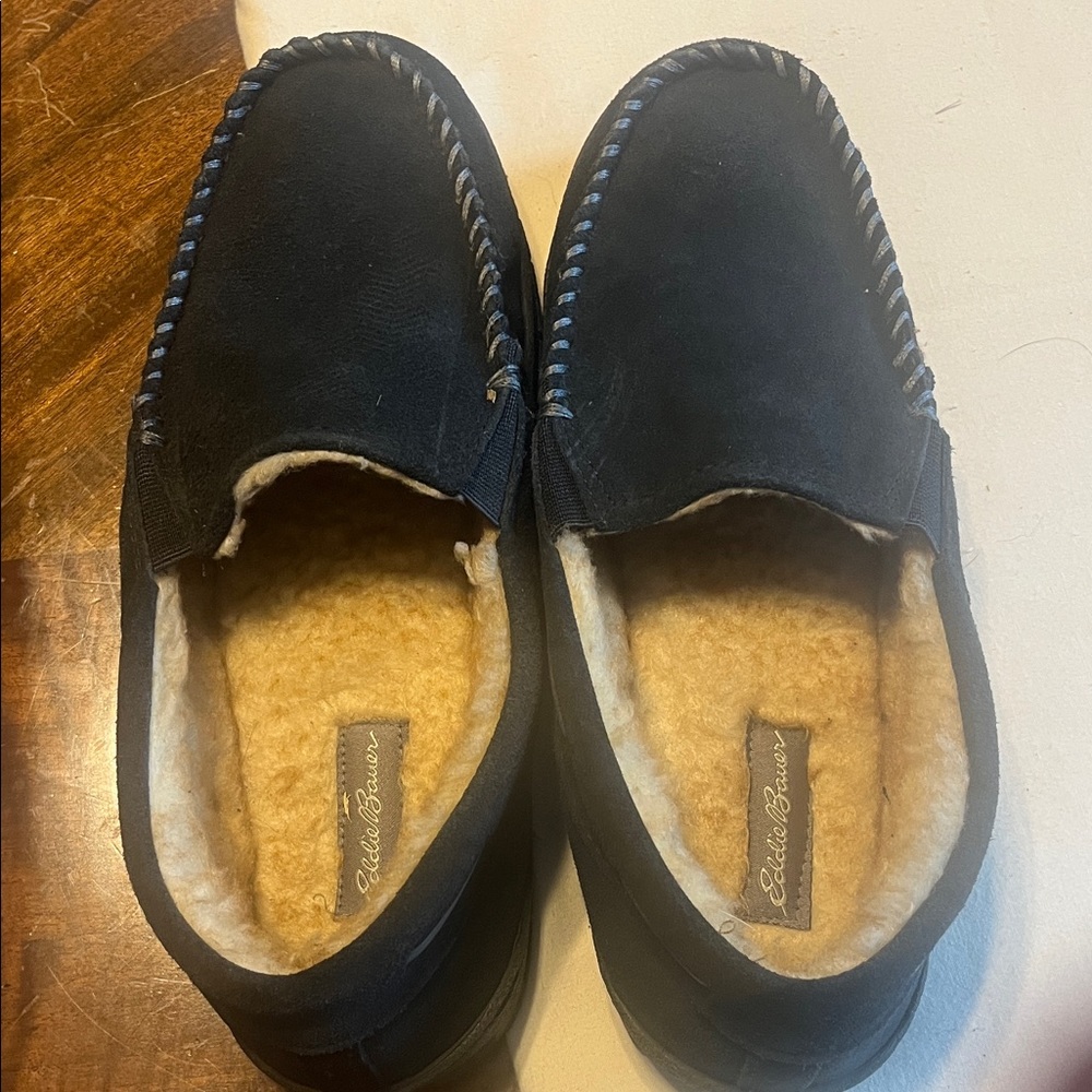Eddie Bauer Men's Navy Loafers with Cream Lining